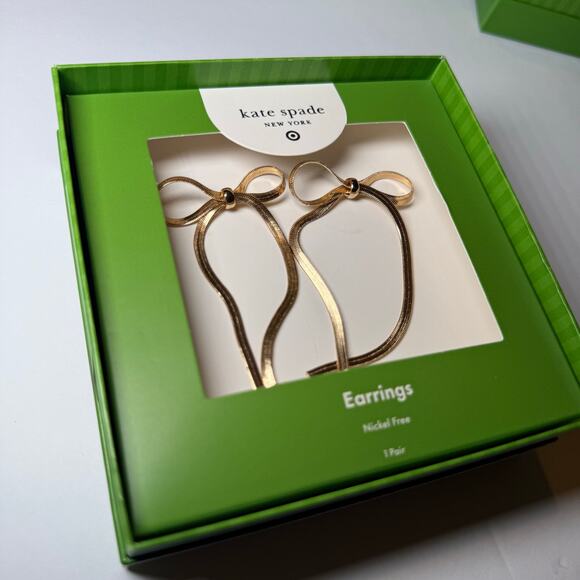 Elegant Kate Spade X Target Gold Bow Earrings - Picture 1 of 1